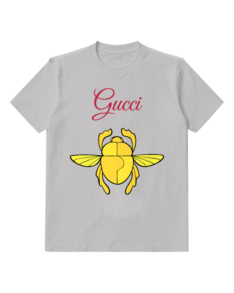 Light Gray Golden Winged Beetle Emblem Graphic T-Shirt - front product view