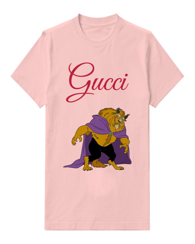 Blush Pink Beast Purple Cape Gold Trim Graphic T-Shirt - front product view