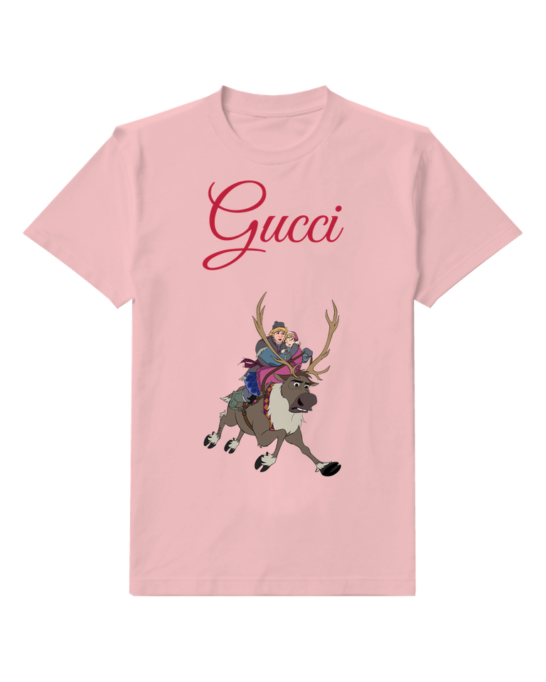 Blush Pink Anna Kristoff And Sven In Motion Graphic T-Shirt - front product view