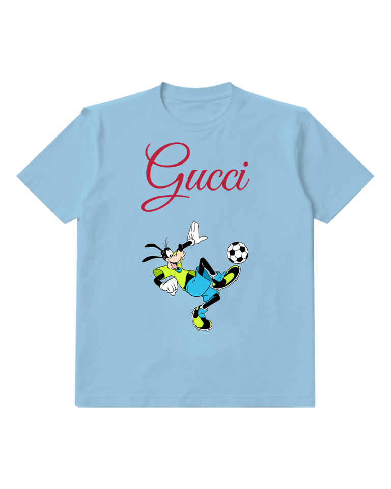 Sky Blue Long Eared Soccer Player Kick Graphic T-Shirt - front product view