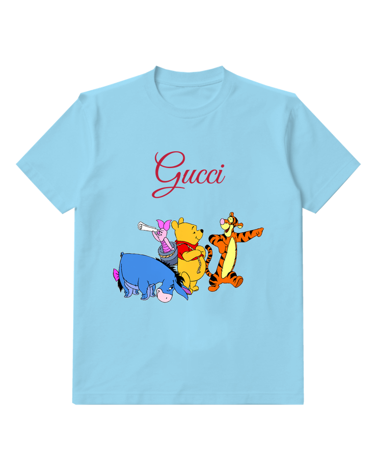 Sky Blue Piglet Holds Scroll While Standing On Bucket Graphic T-Shirt - front product view