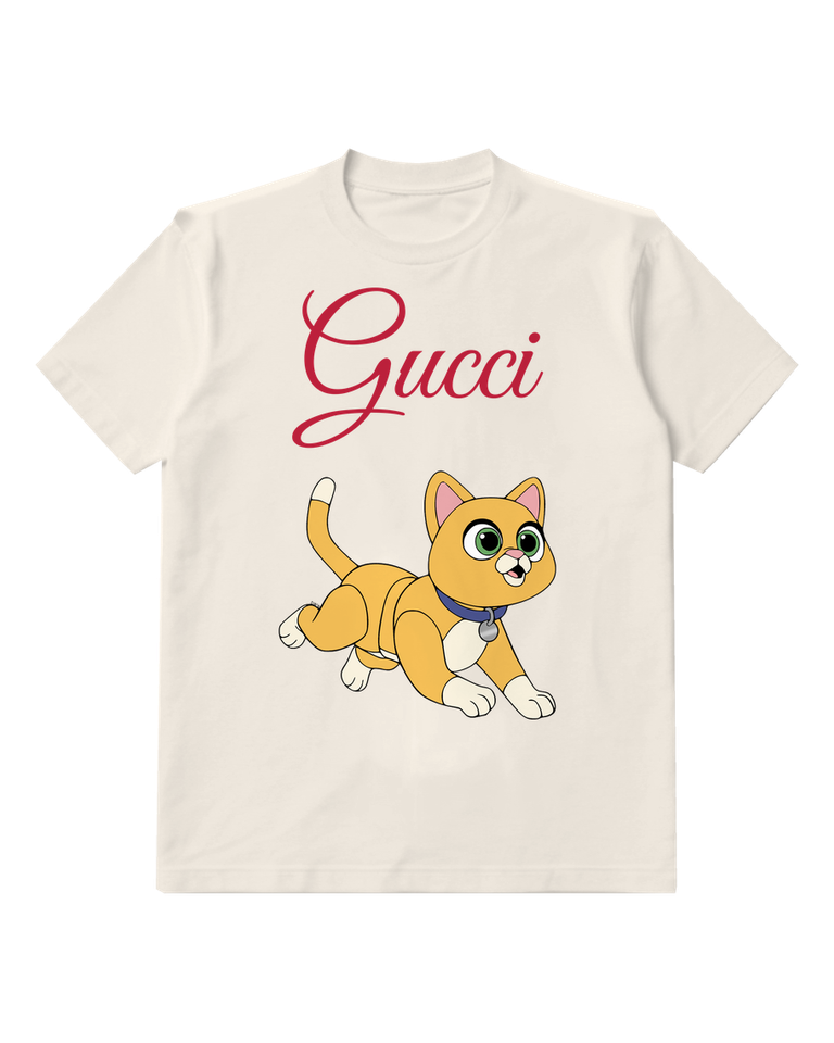 Light Gray Golden Kitten White Paws Graphic T-Shirt - front product view