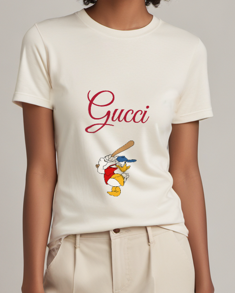 Light Gray Duck With Baseball Bat Graphic T-Shirt - model wearing view