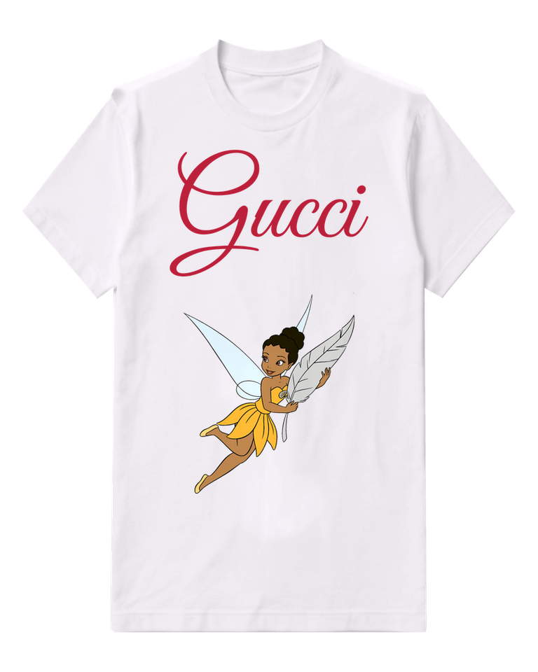 White Yellow Fairy Extended Leg Graphic T-Shirt - front product view