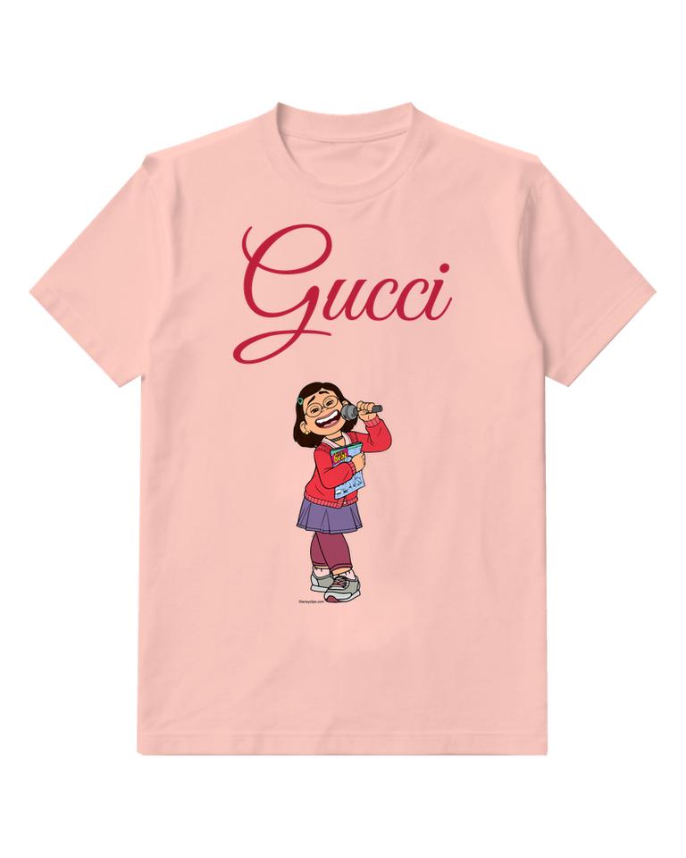 Blush Pink Spectacled Girl Red Sweater Graphic T-Shirt - front product view