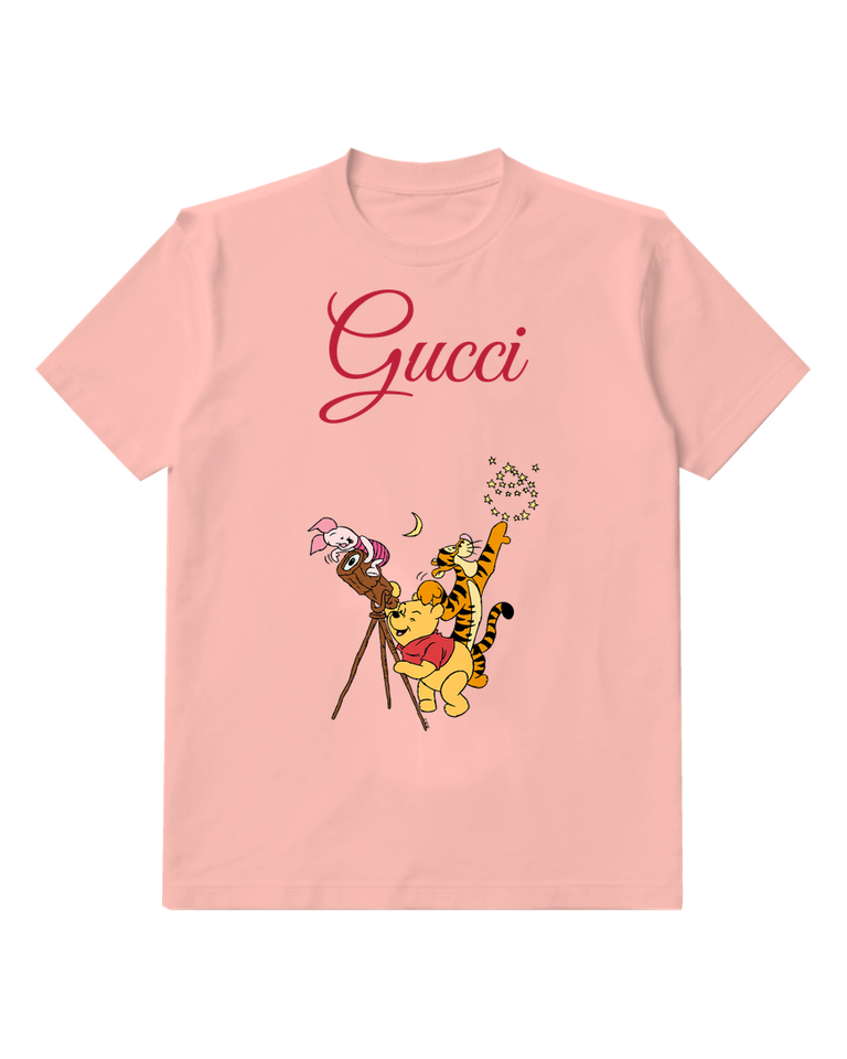 Blush Pink Pooh Piglet Tigger Star Gazing Graphic T-Shirt - front product view