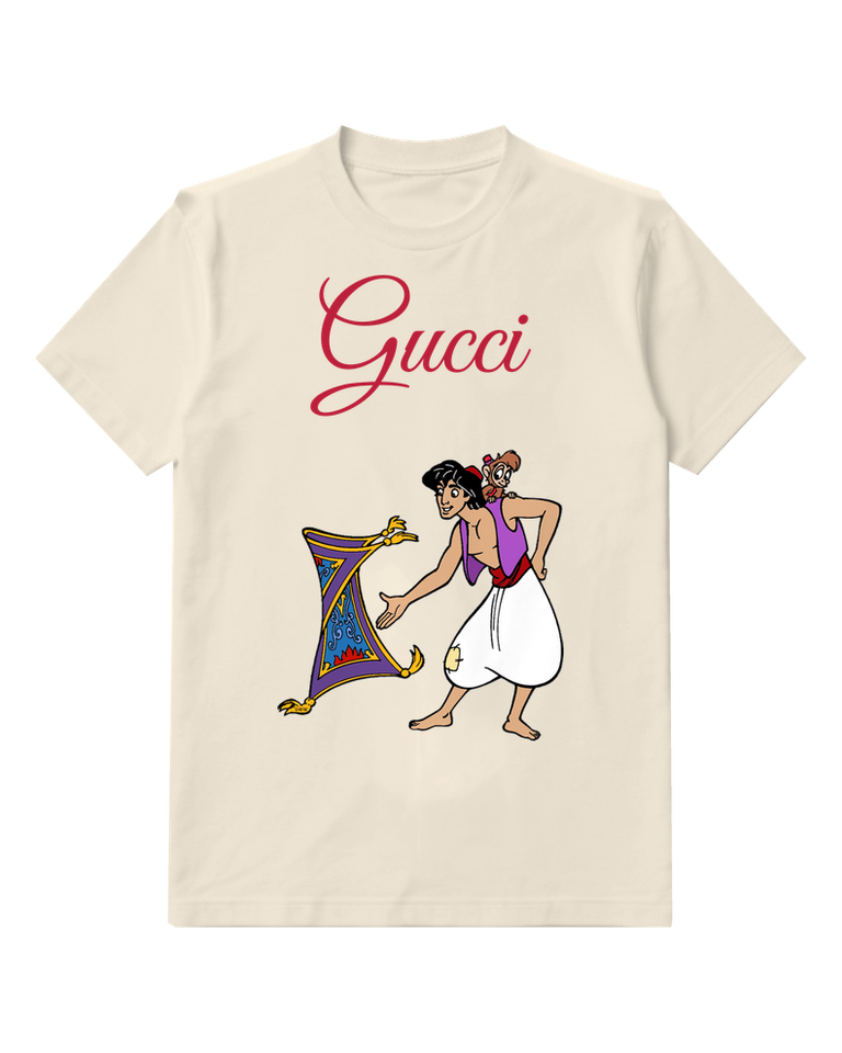 Ivory Aladdin With Abu Holding Magic Carpet Graphic T-Shirt - front product view