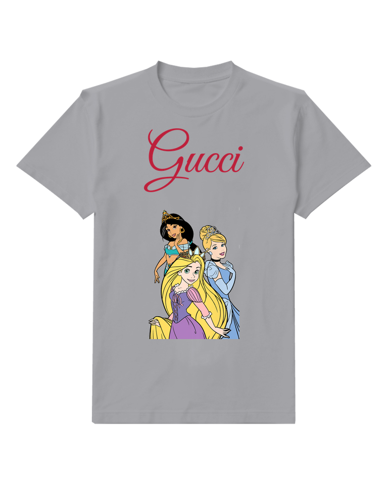 Gray Rapunzel Jasmine And Cinderella In A Group Portrait Graphic T-Shirt - front product view