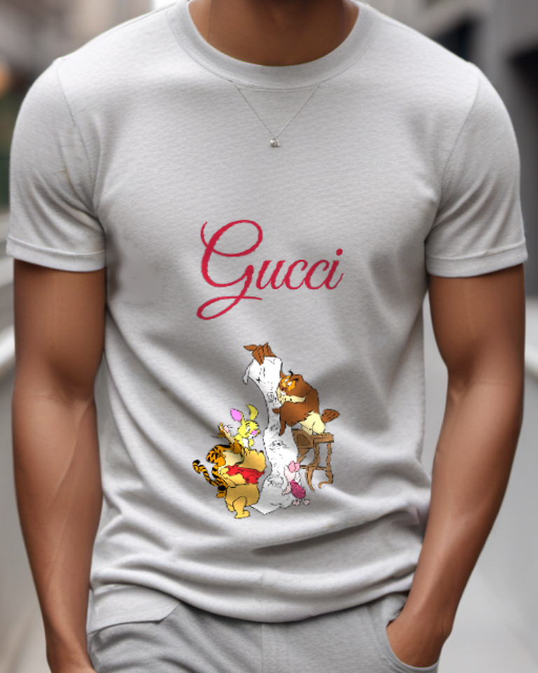 Light Gray Winnie The Pooh And Friends Examine Map Graphic T-Shirt - model wearing view