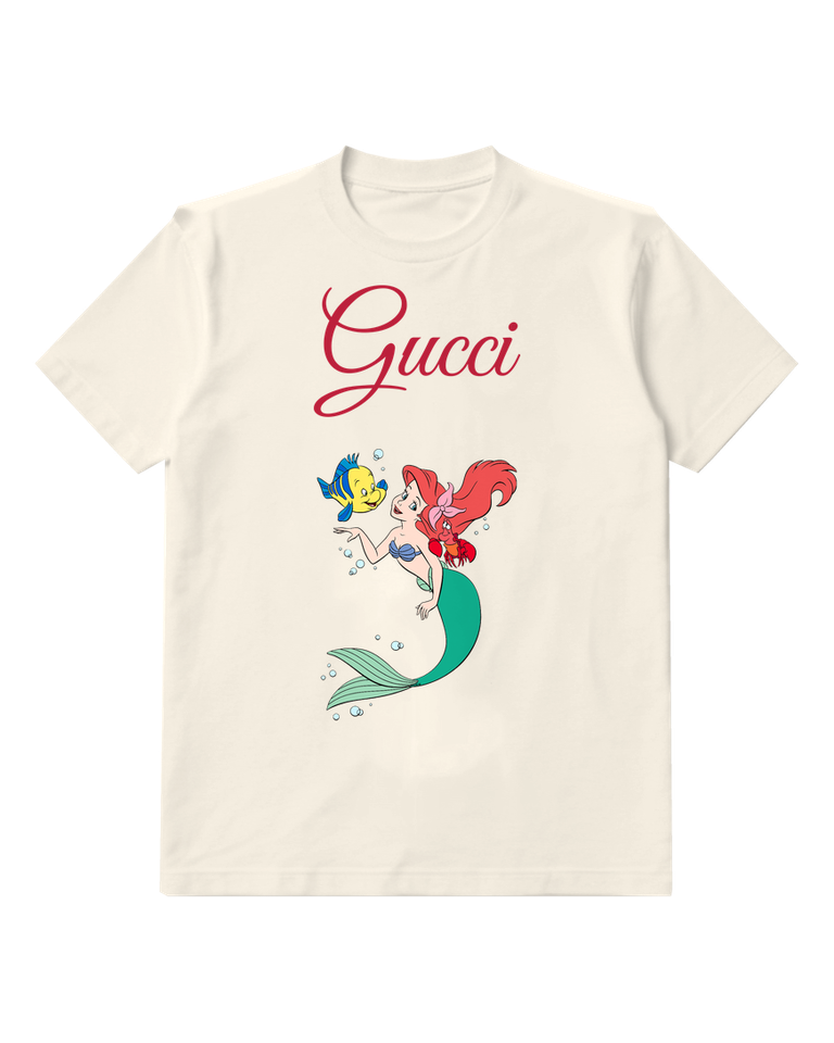 Ivory Ariel Smiling With Fish Companions Graphic T-Shirt - front product view