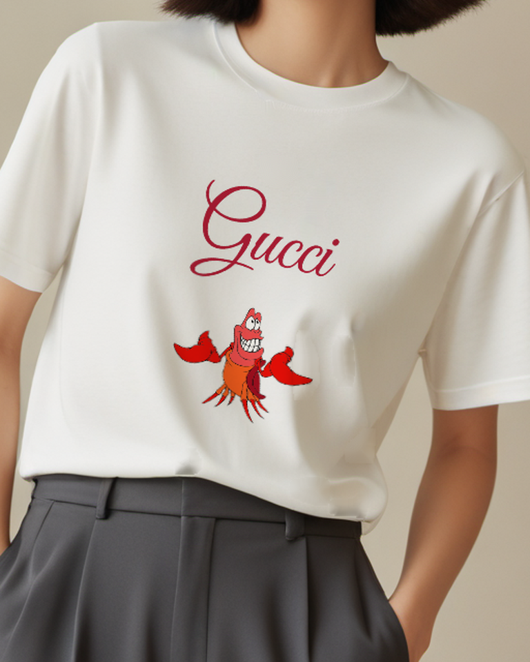 Light Gray Crab Tall Open Mouth Graphic T-Shirt - model wearing view