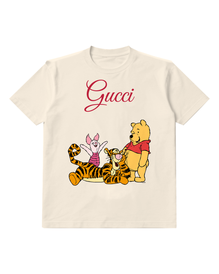 Ivory Tiger Pig Bear In Joyful Poses Graphic T-Shirt - front product view