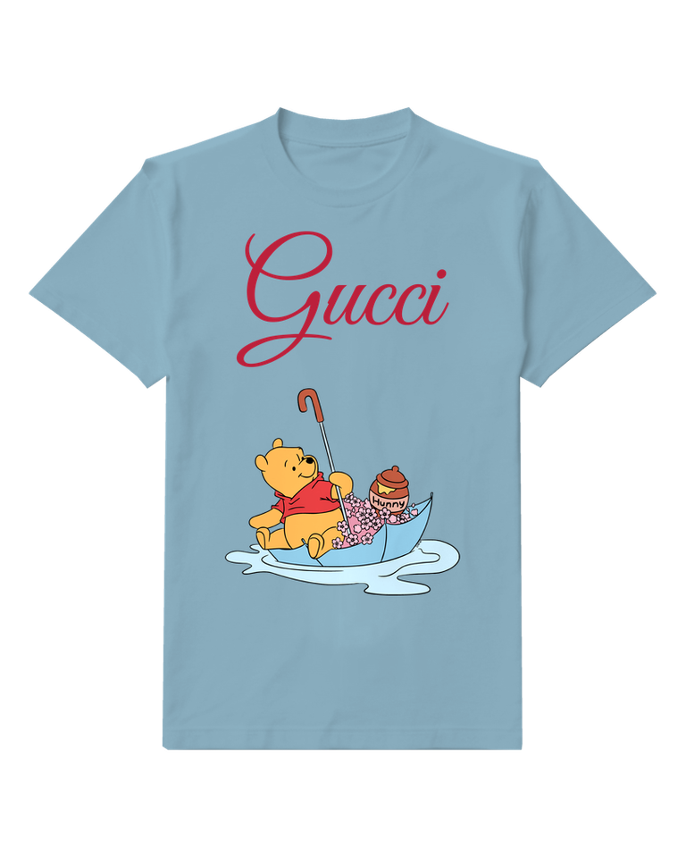 Dusty Blue Bear Piglet Little Boat Graphic T-Shirt - front product view