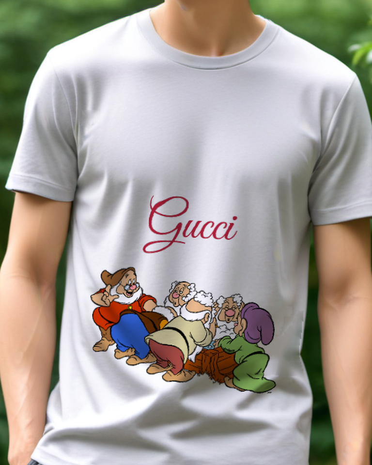 Pale Lavender Dwarf Group In Washing Pose Graphic T-Shirt - model wearing view