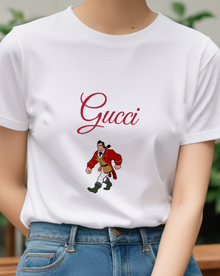 White Red Coated Man Walking Graphic T-Shirt - model wearing view