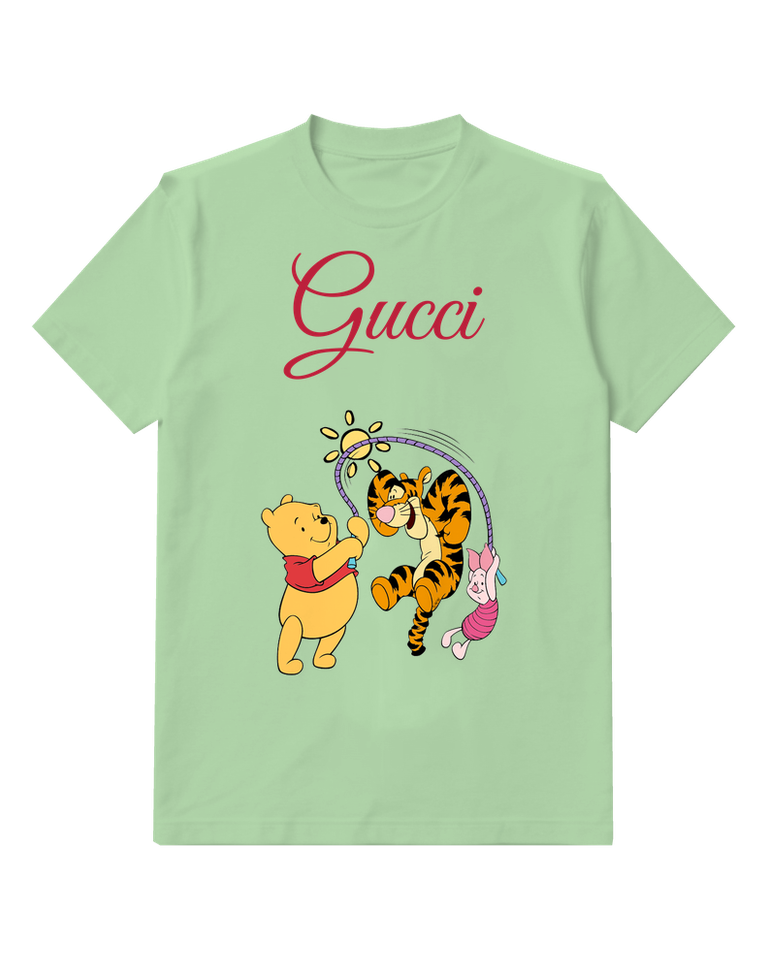 Sage Green Pooh Tigger Piglet Jumping Rope Graphic T-Shirt - front product view