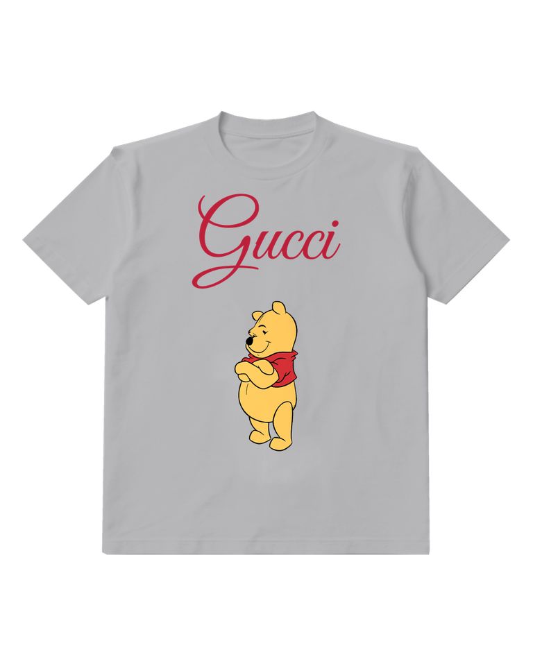 Light Gray Bear Folded Paws Side Pose Graphic T-Shirt - front product view