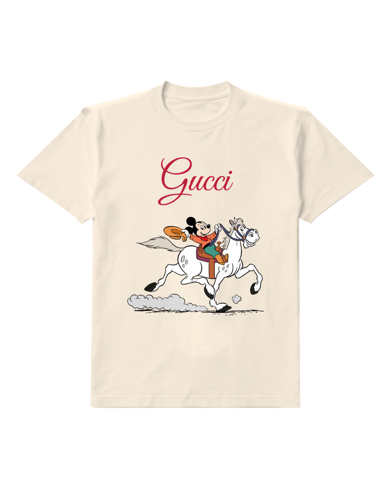 Ivory Mouse Galloping White Horse Graphic T-Shirt - front product view