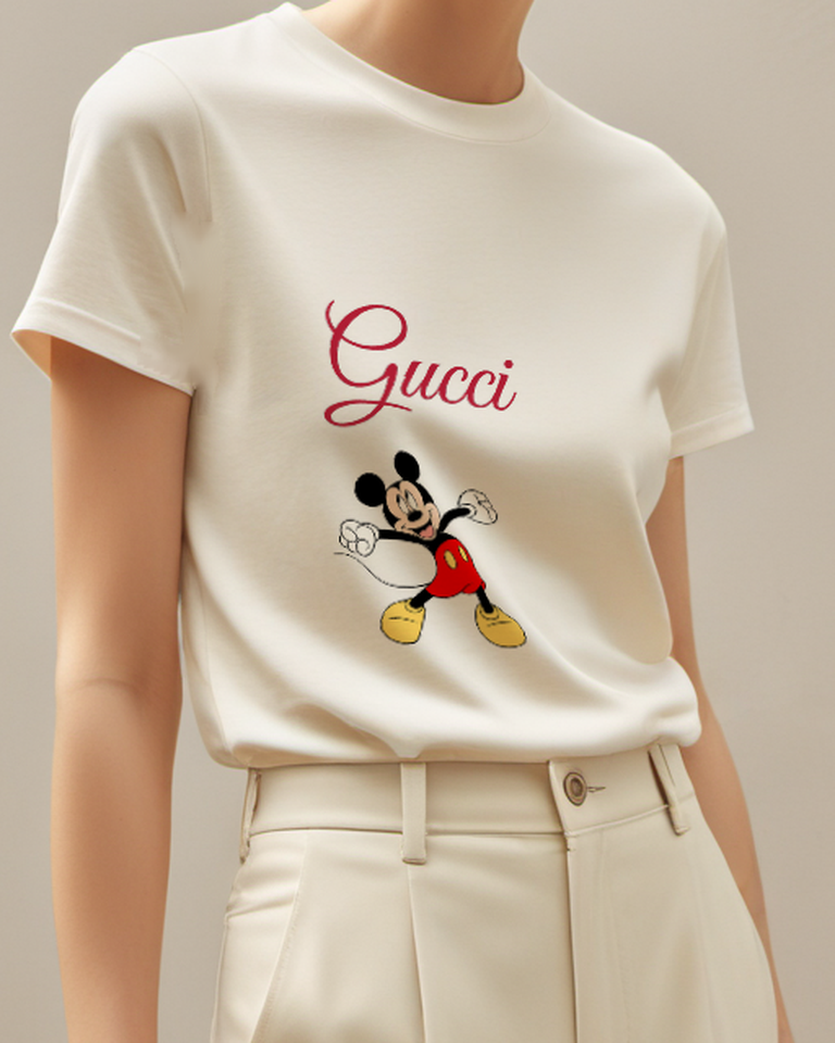 Ivory Mouse Hand Drumming Pose Graphic T-Shirt - model wearing view