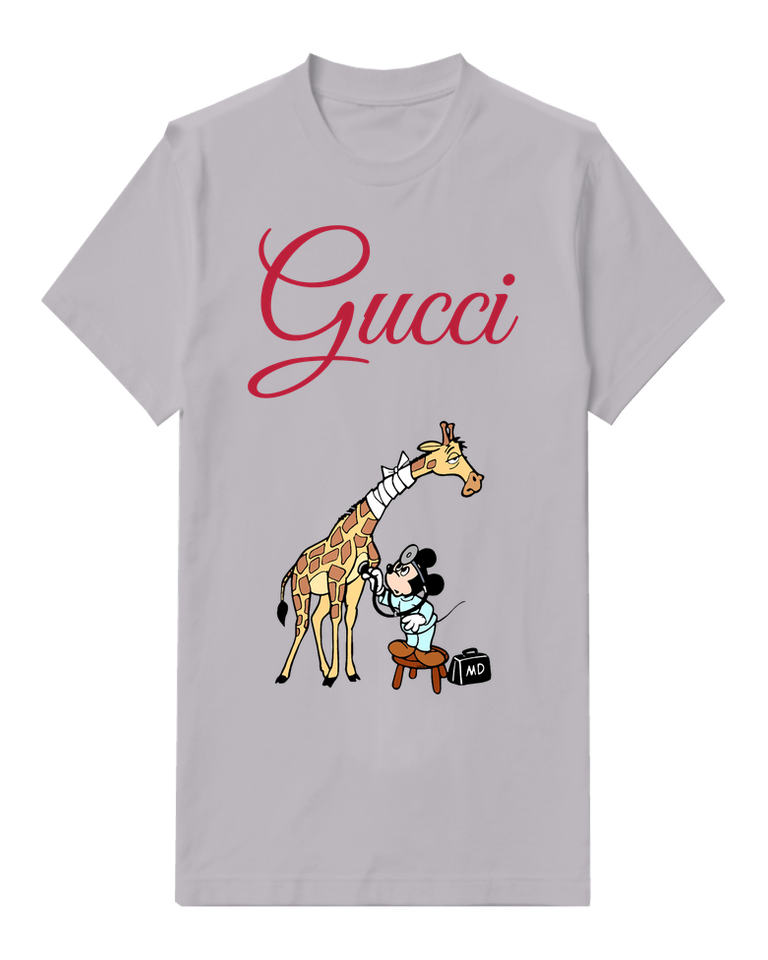 Light Gray Mouse Giraffe Stool Scene Graphic T-Shirt - front product view