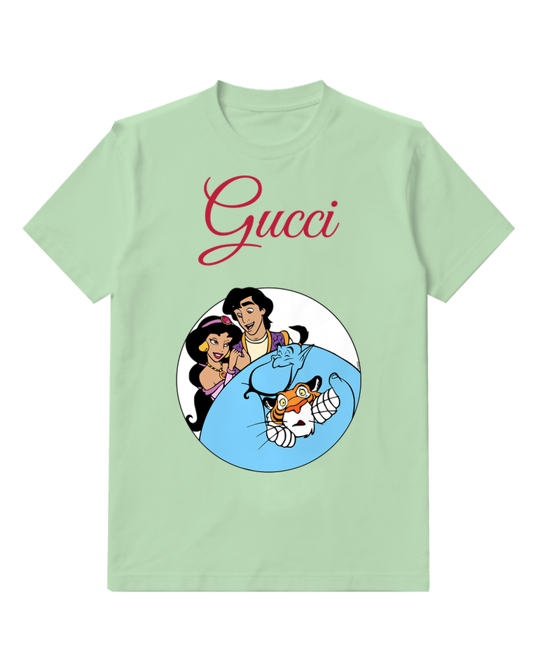 Sage Green Aladdin Jasmine Genie Rajah In Circle Graphic T-Shirt - front product view