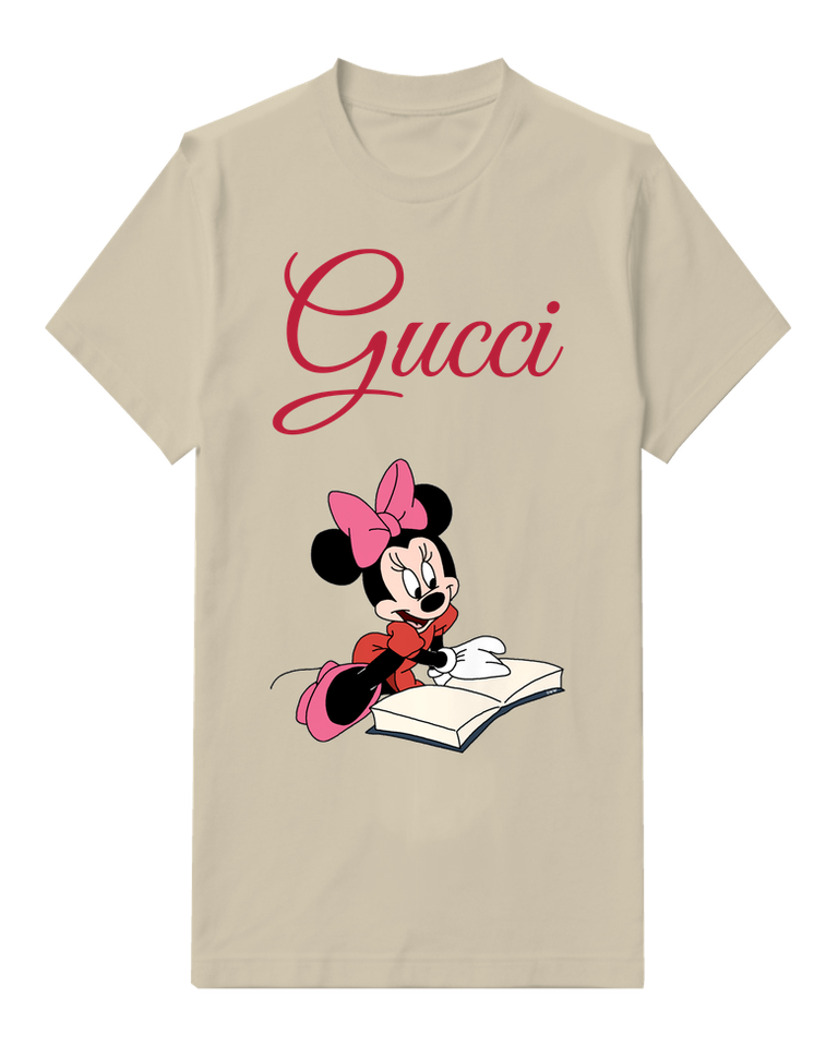 Beige Mouse Reading Open Book Graphic T-Shirt - front product view