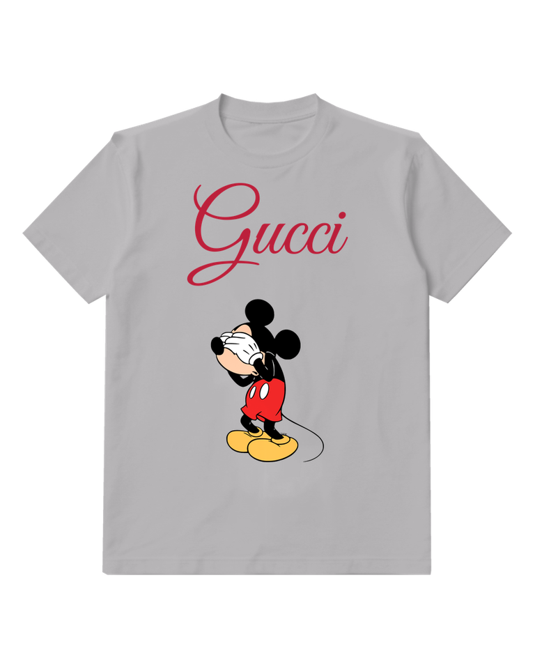 Light Gray Mouse Side Profile Red Shorts Graphic T-Shirt - front product view