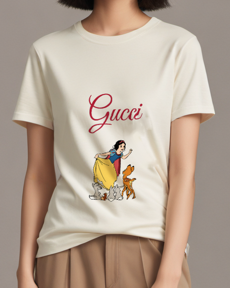Ivory Snow White Standing Lifting Skirt Graphic T-Shirt - model wearing view