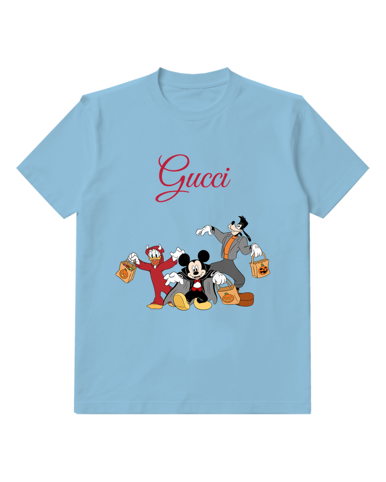 Sky Blue Mickey Mouse In Vampire Costume Graphic T-Shirt - front product view