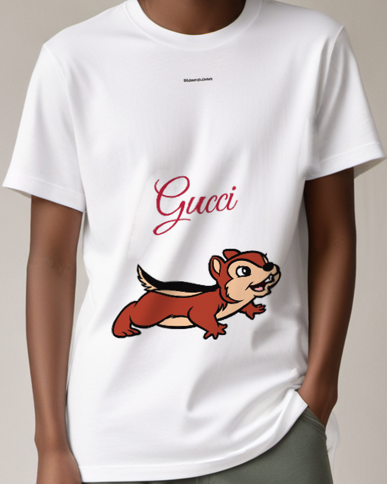 White Chipmunk Low Forward Dash Graphic T-Shirt - model wearing view