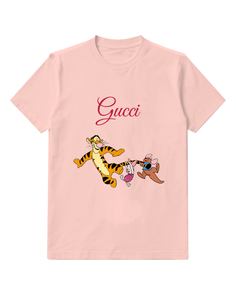 Blush Pink Tigger Leaps With Piglet Trailing Graphic T-Shirt - front product view