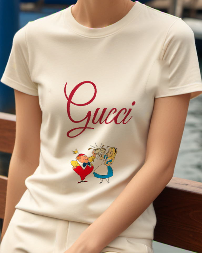 Ivory Blue Girl And Red Clad King Graphic T-Shirt - model wearing view