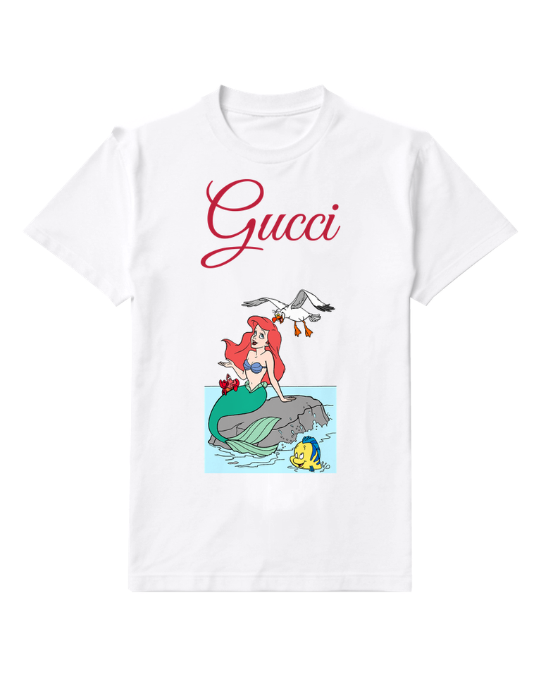 White Ariel Sitting On Rock With Friends Graphic T-Shirt - front product view