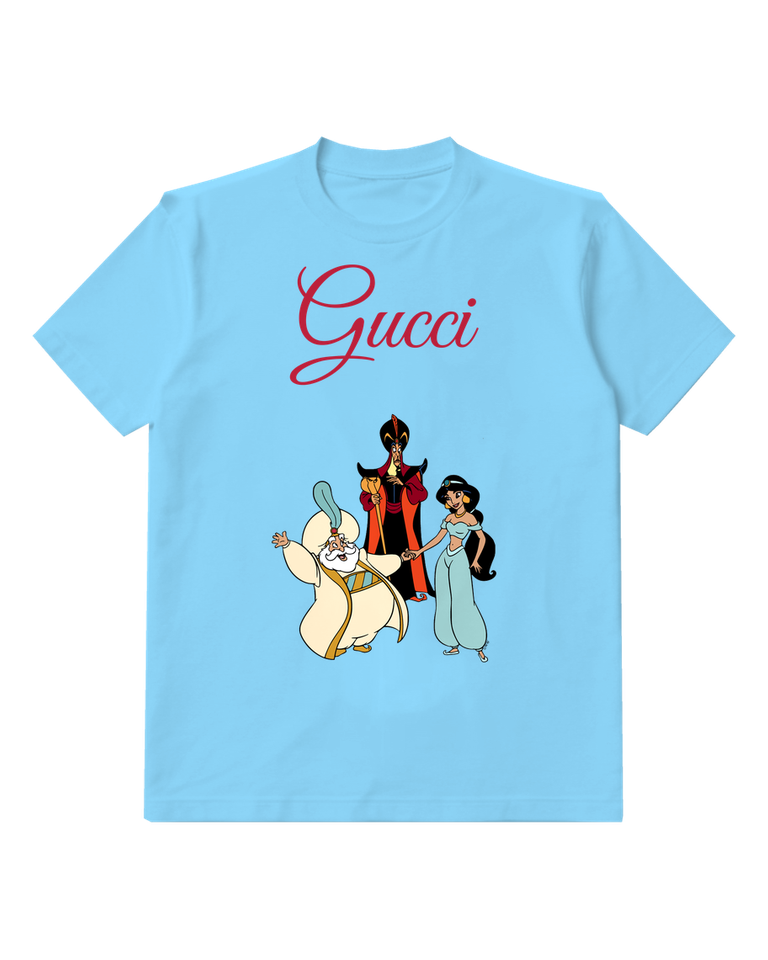 Sky Blue Jasmine Jafar And Sultan In Dynamic Poses Graphic T-Shirt - front product view
