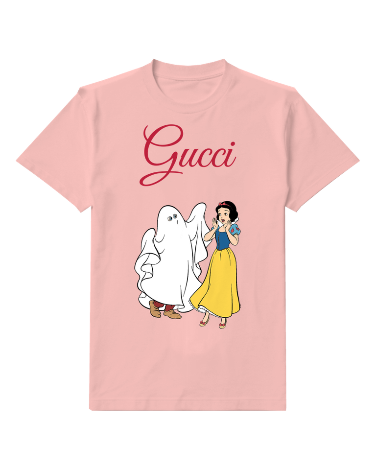 Blush Pink Snow White Startled By Ghost Graphic T-Shirt - front product view