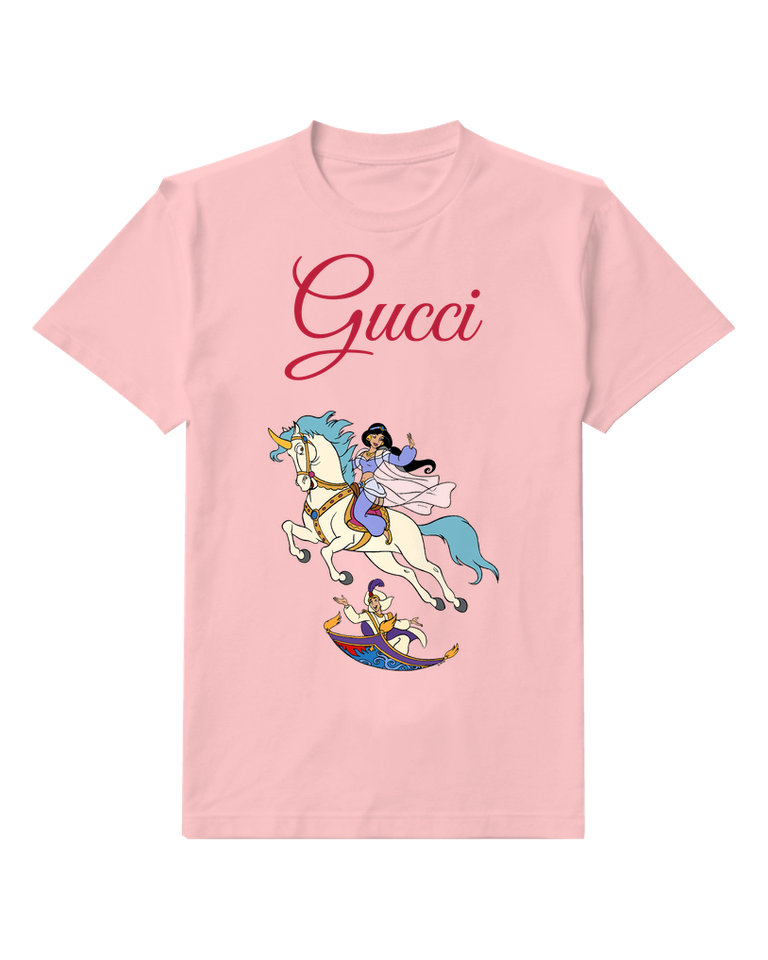 Blush Pink Jasmine Rides Horse Aladdin Floats Carpet Graphic T-Shirt - front product view