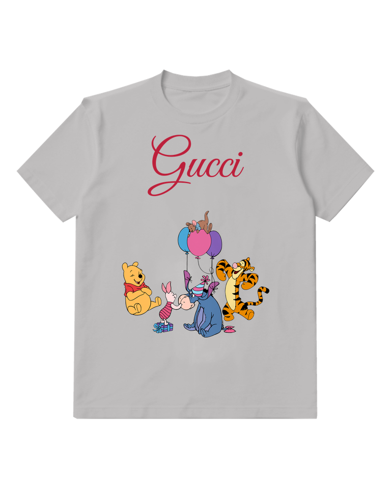 Light Gray Pooh And Eeyore At Birthday Celebration Graphic T-Shirt - front product view