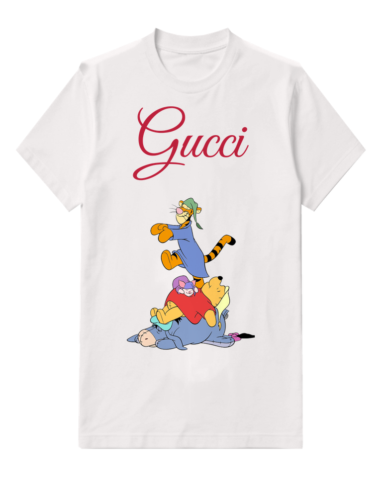 White Tigger Leaps Above Sleeping Trio Graphic T-Shirt - front product view