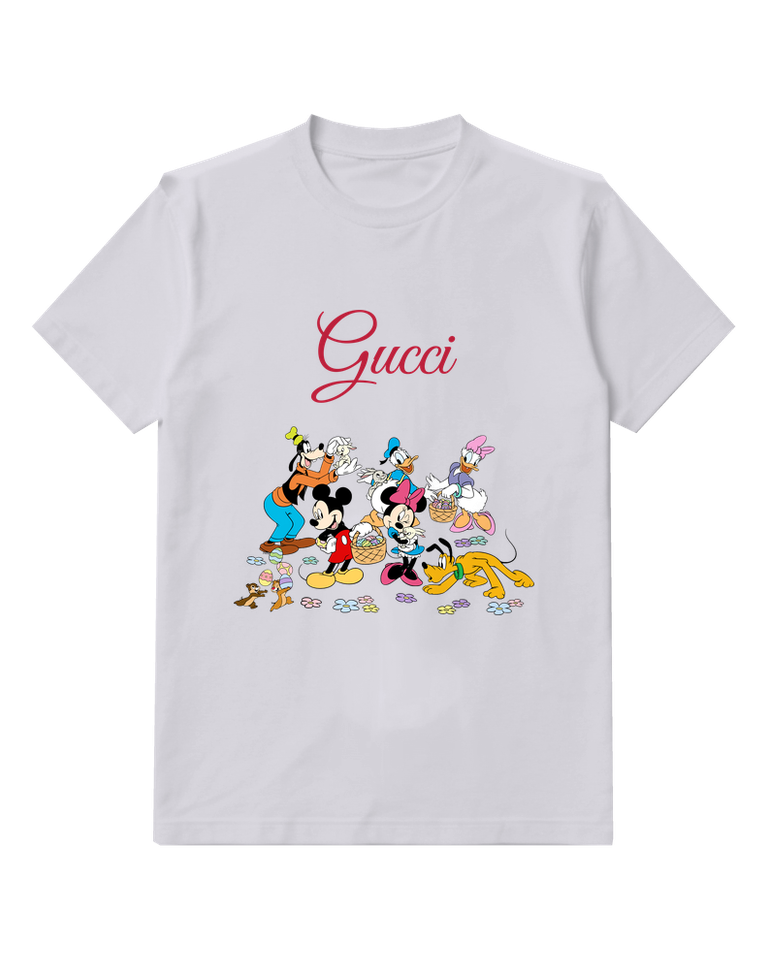 Light Gray Mickey Mouse Holding Basket Graphic T-Shirt - front product view