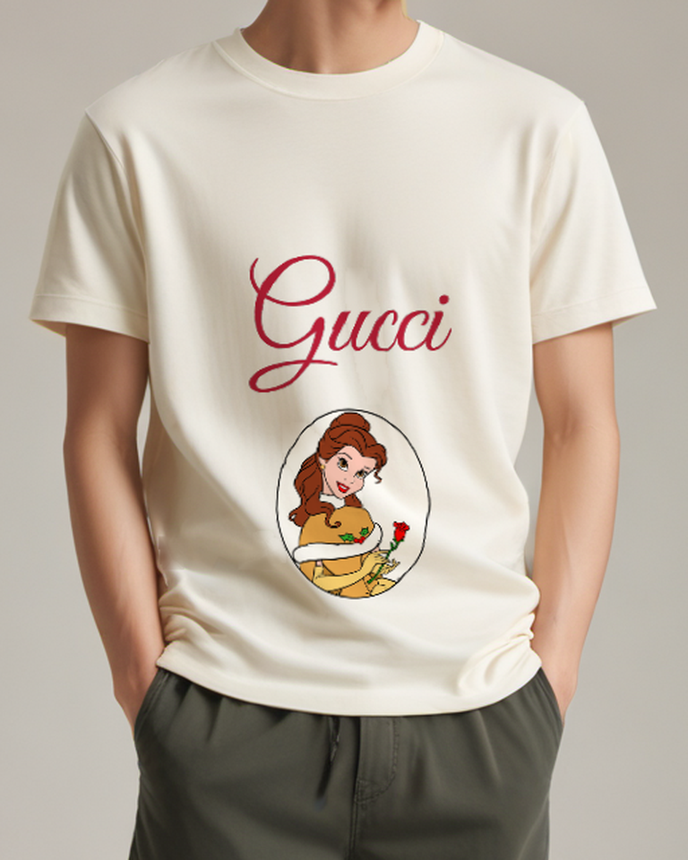 Light Gray Brown Haired Woman Small Animal Portrait Graphic T-Shirt - model wearing view