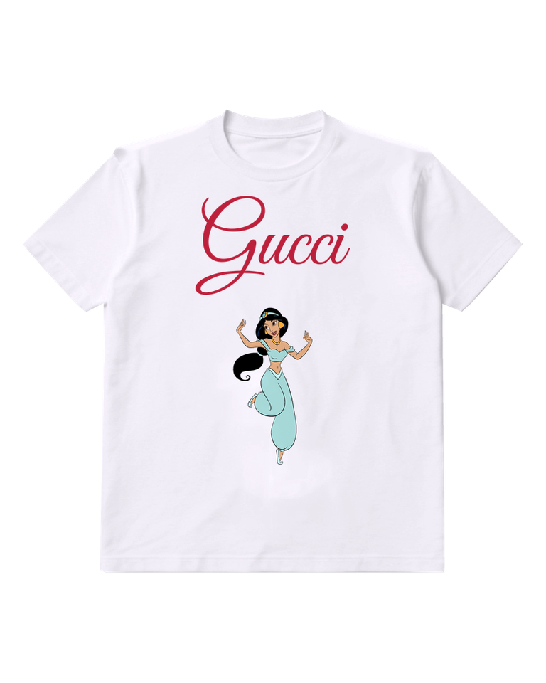 White Turquoise Princess Arms Open Graphic T-Shirt - front product view