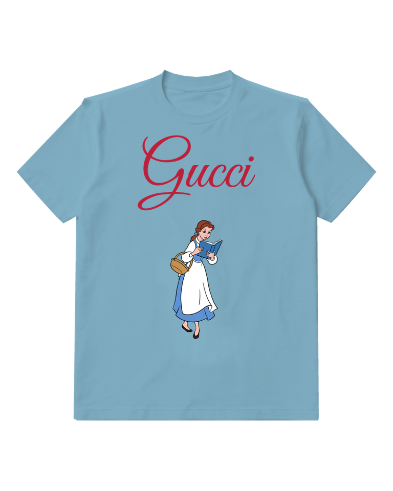 Dusty Blue Blue Dressed Woman Small Basket Graphic T-Shirt - front product view