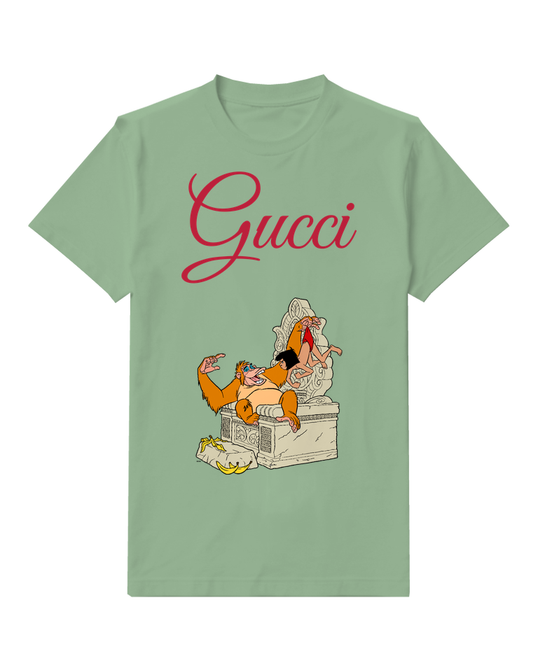 Sage Green Monkey Seated Graphic T-Shirt - front product view