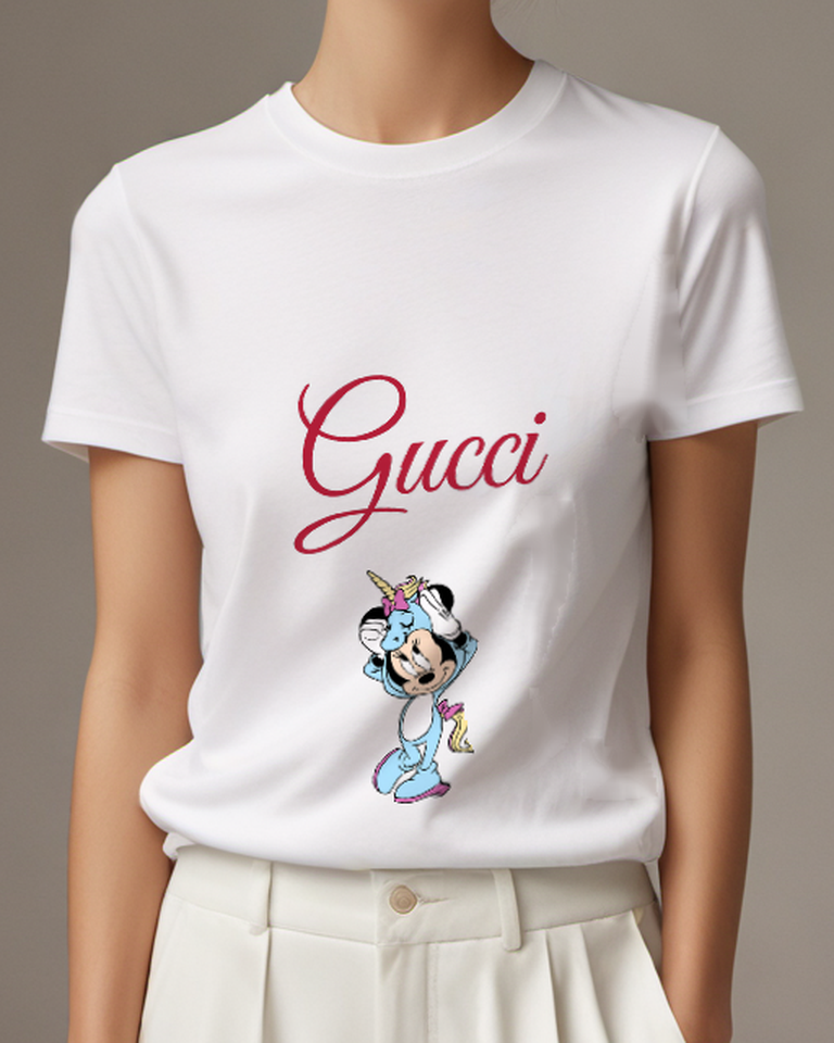 White Mouse Pastel Unicorn Costume Graphic T-Shirt - model wearing view