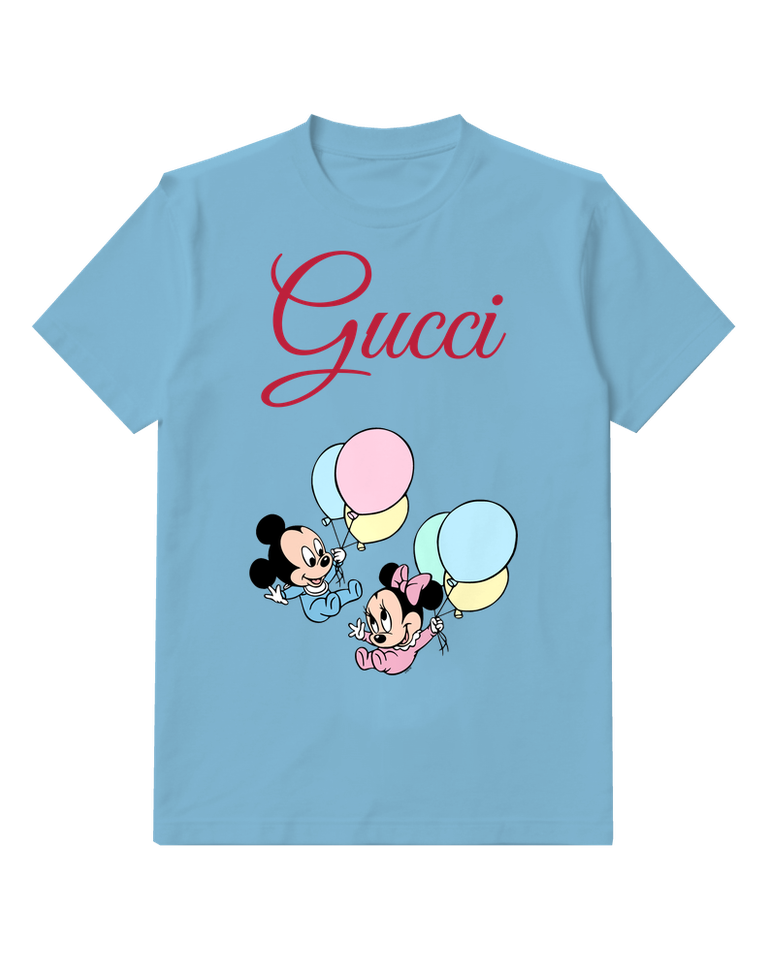Dusty Blue Girl With Balloon Graphic T-Shirt - front product view
