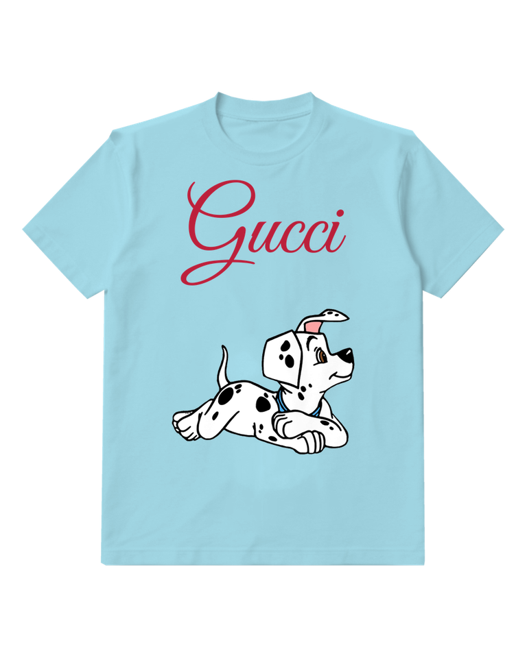 Sky Blue Dog Front Print Graphic T-Shirt - front product view