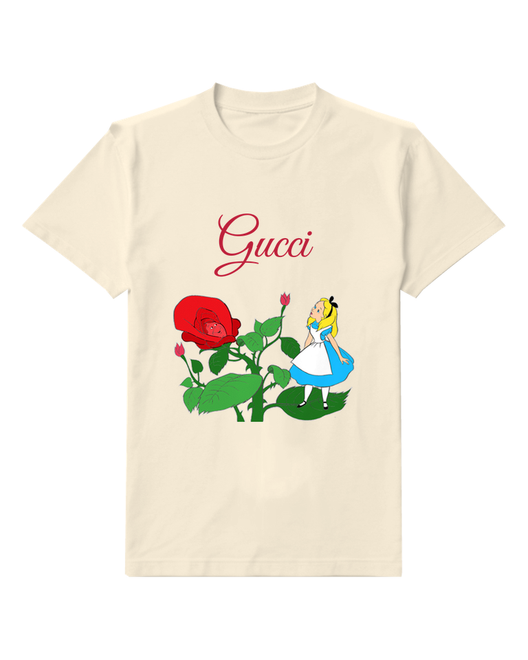 Ivory Blue Girl Giant Red Rose Graphic T-Shirt - front product view