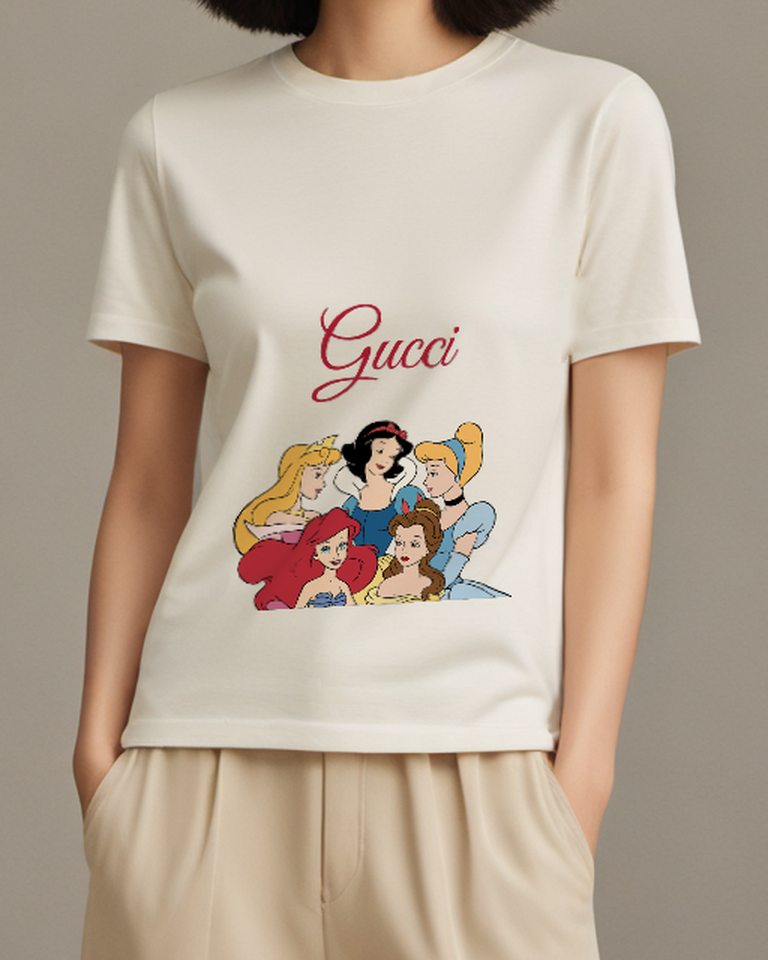 Ivory Belle Cinderella Aurora Snow White Graphic T-Shirt - model wearing view
