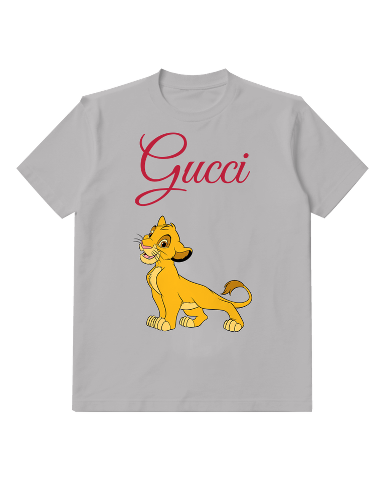 Light Gray Lion Cub Upright Walk Graphic T-Shirt - front product view