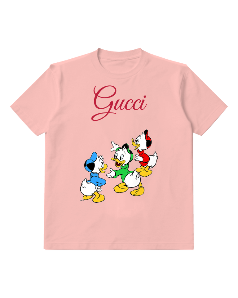Blush Pink Three Ducklings In Colorful Outfits Graphic T-Shirt - front product view